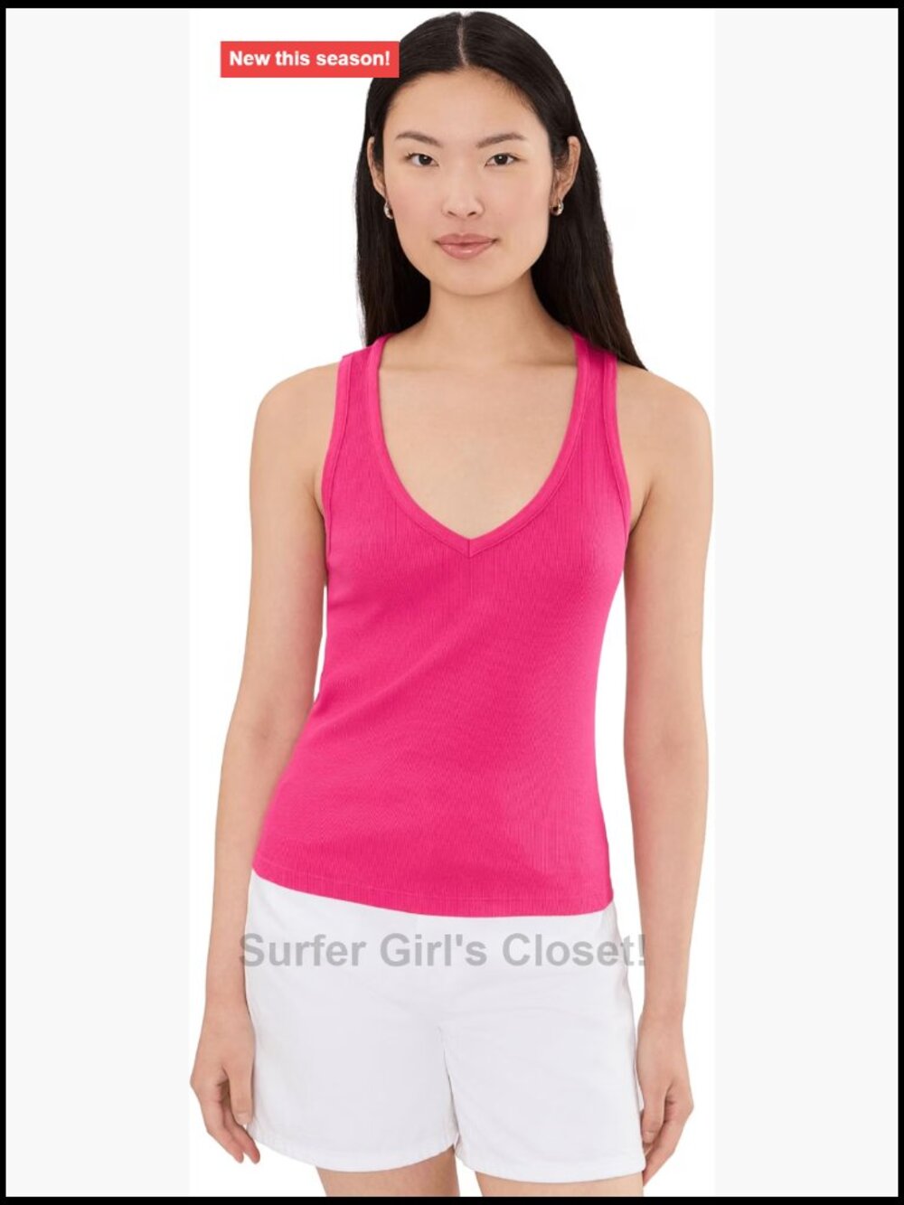 Michael Stars Ivara Racerback Tank V-Neck Sleeveless Cotton Modal Spandex